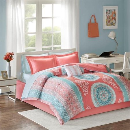 INTELLIGENT DESIGN Intelligent Design ID10-1218 Loretta Comforter & Sheet Set - Coral; Full ID10-1218